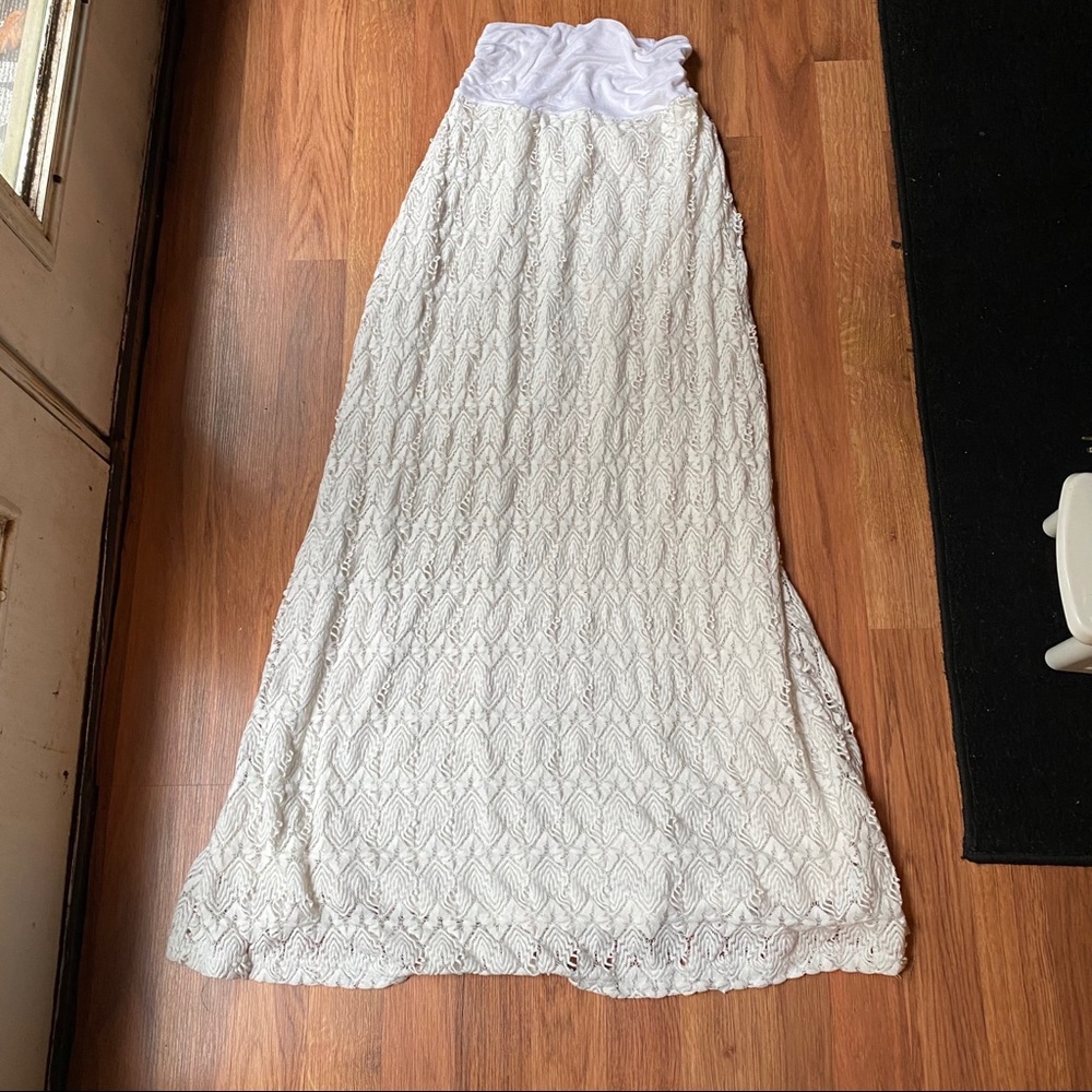 Cream Lace Maxi Skirt